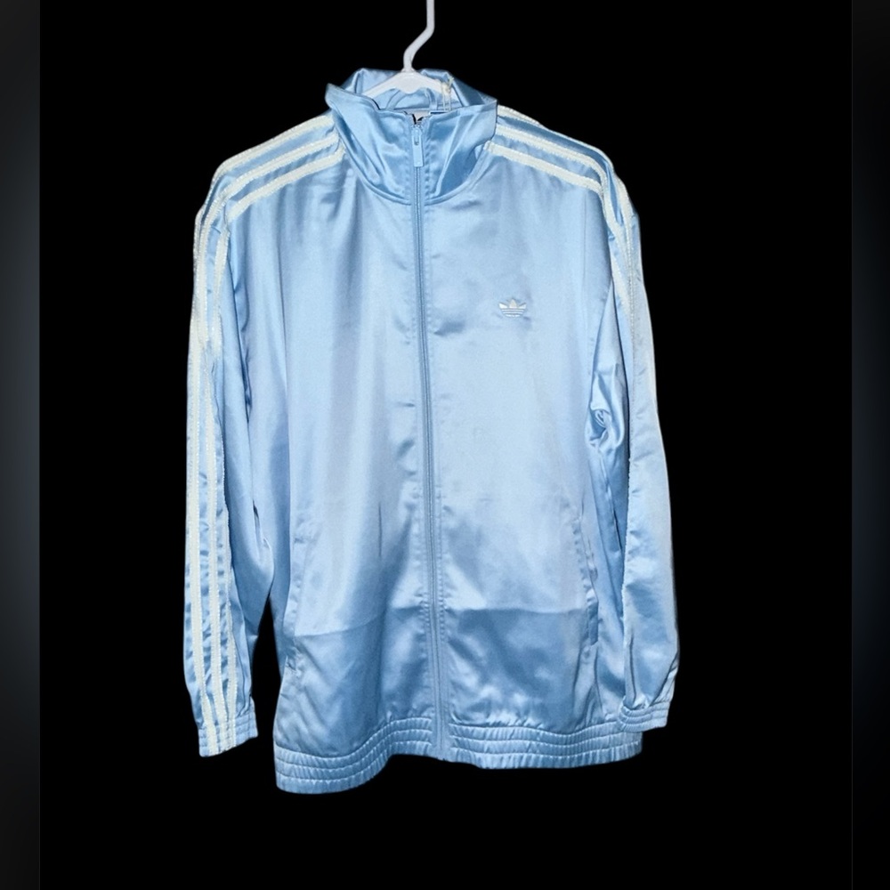 NEW Blue Adidas Satin Ruffle Track Jacket NWT